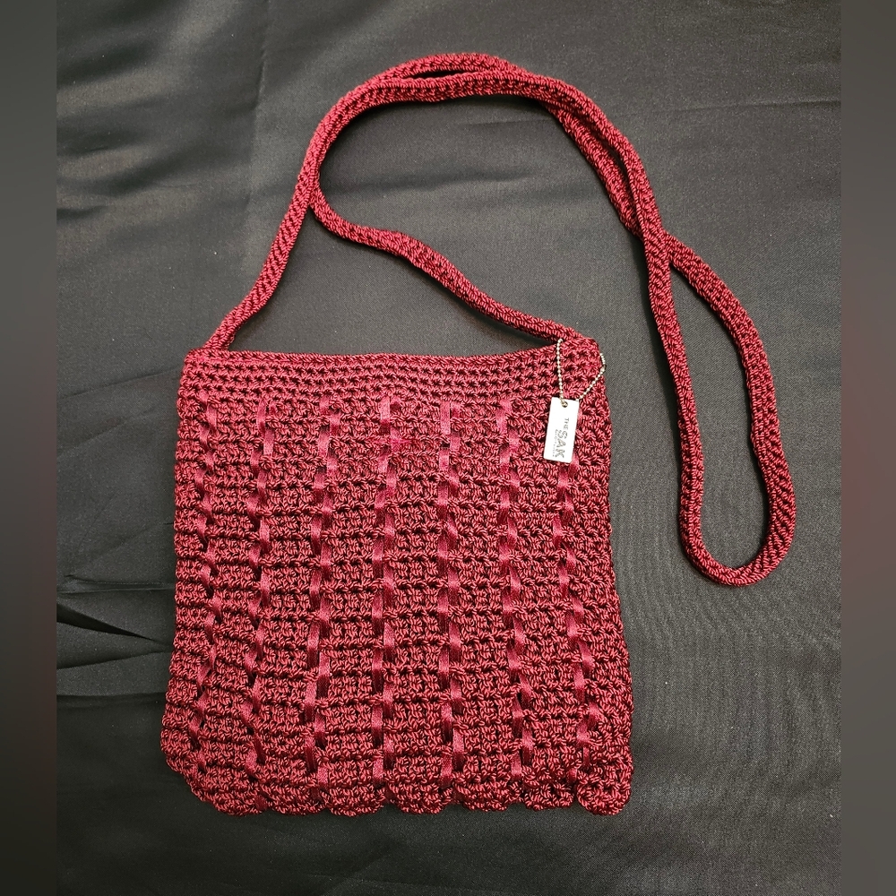 The Sak Deep Red Crochet Shoulder Bag